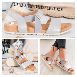 Zobrazit podrobnosti pro Pohodlné stříbrné sandálky 
 Obrázek Pohodlné stříbrné sandálky