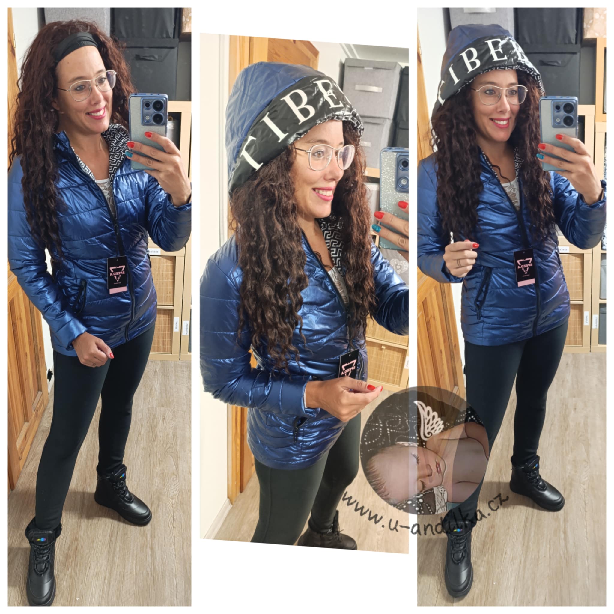 Obrázek Modrá metalická zimní bunda
