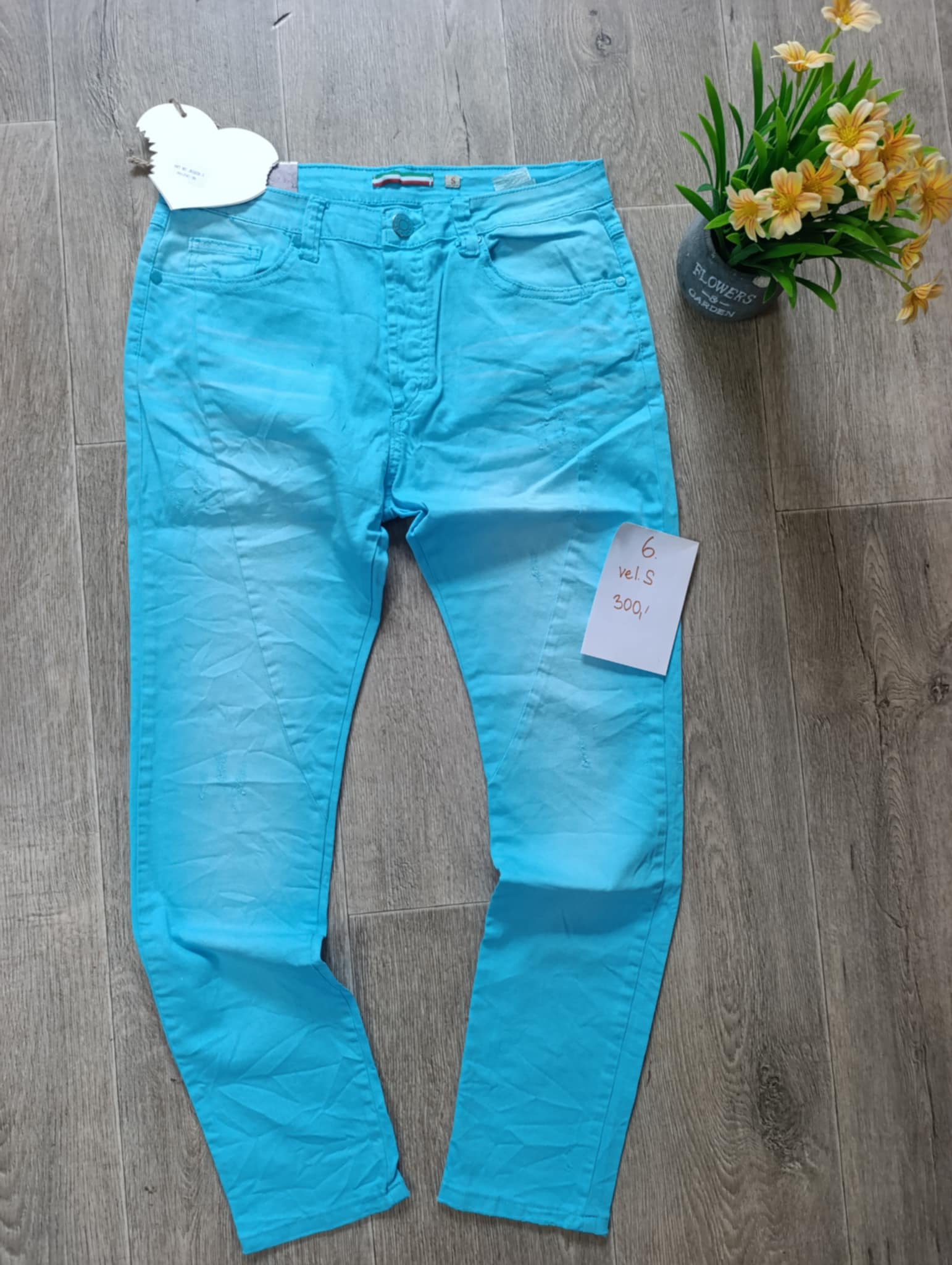 Obrázek Tyrkysové baggy džíny
