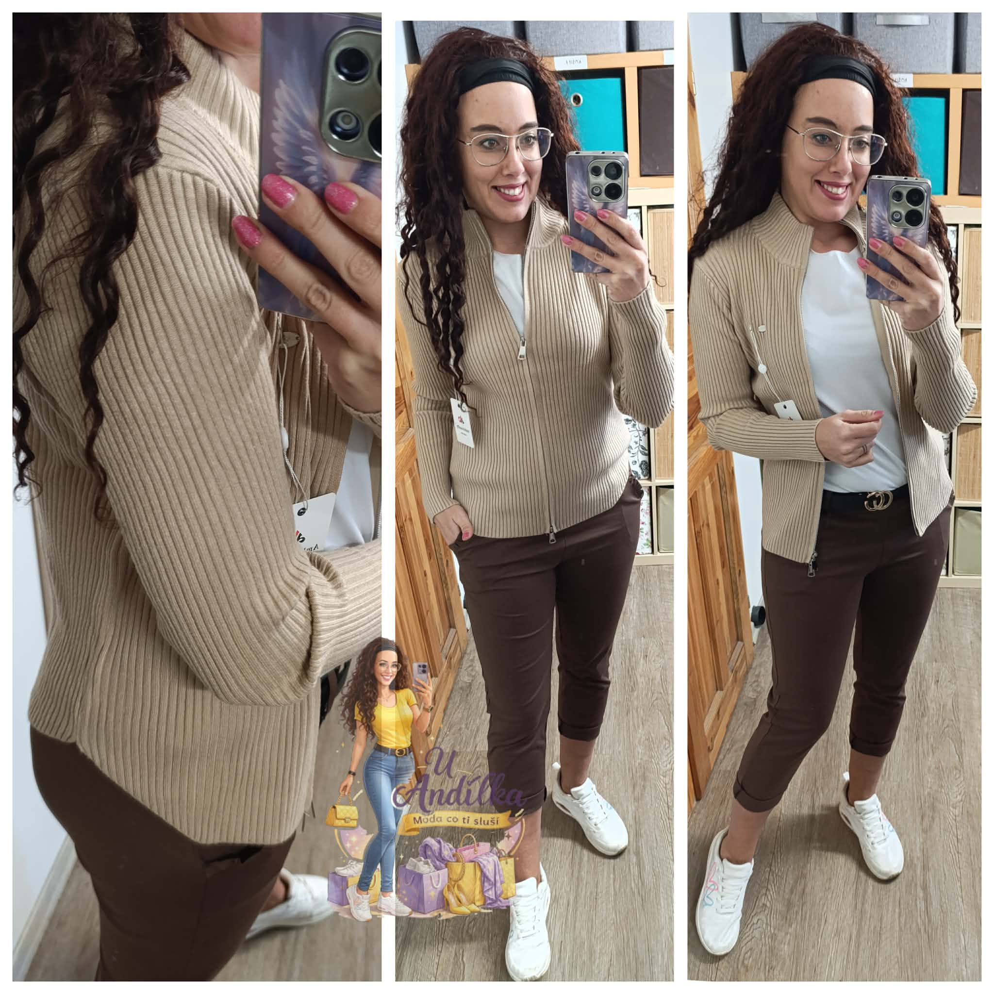 Obrázek Béžový svetr na zip 
