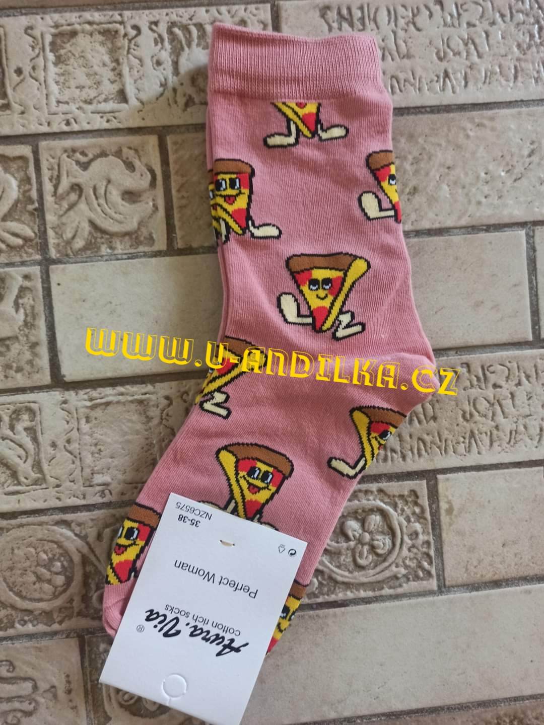 Obrázek Růžové ponožky Pizza 
